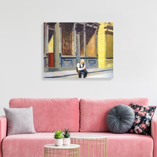 zondag | Edward Hopper | Canvas Afdruk (Insitu (Woonkamer))