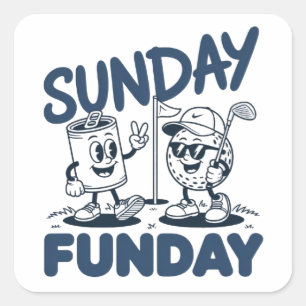 Zondag Fun Golf Grappige Golf Golfers Retro Vierkante Sticker