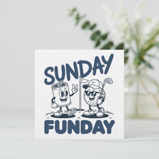 Zondag Fun Golf Grappige Golfende Golfers Retro Kaart (Staand voorkant)