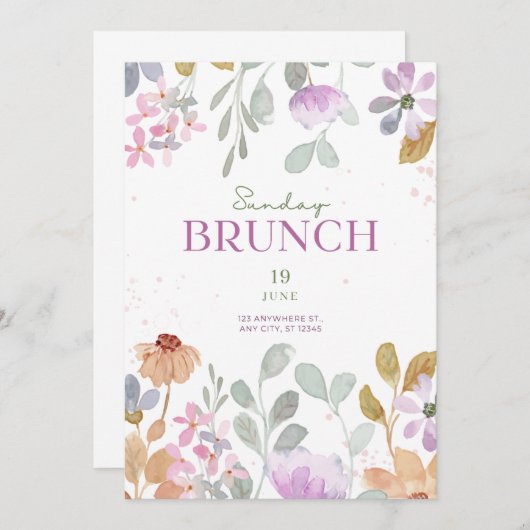 Zondag Funday Brunch Uitnodiging - Elegant & Custo (Voorkant / Achterkant)