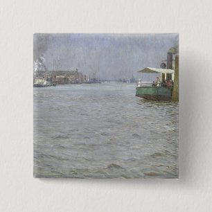 Zondag in de atmosfeer van de Elbe Vierkante Button 5,1 Cm
