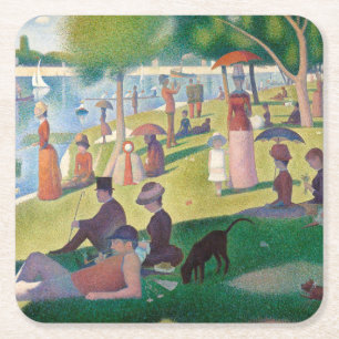 Zondag in La Grande Jatte Seurat Painting Vierkante Kartonnen Onderzetter