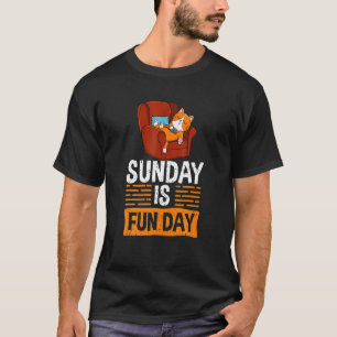 Zondag Is Funday Slaap Vrouwen Luie Hoofd Kat Lief T-shirt