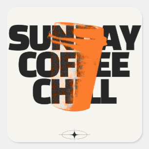 Zondag Koffie Chillen - Urbane Halftone Grafische Vierkante Sticker