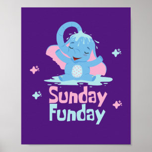 Zondag leuke dag Kawaii grappige olifant die onder Poster