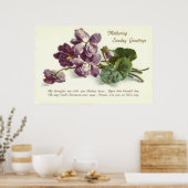 Zondag Moederdag Paarse ventilator Poster (Keuken)