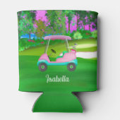 Zondag op de Golfcursus roze leder Golfkunst Blikjeskoeler (Achterkant)