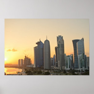 Zondag over de skyline van Doha, Qatar Poster