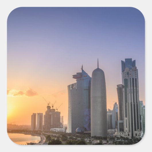 Zondag over de stad Doha, Qatar Vierkante Sticker (Voorkant)