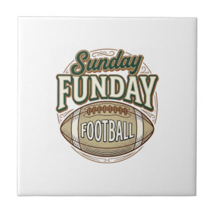 Zondag Pret Voetbal Vintage T-shirt Ontwerp_1 Tegeltje