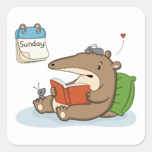 Zondag Reset Miereneter Vierkante Sticker