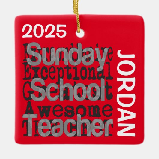 Zondag School leraar Buitengewoon CUSTOM Keramisch Ornament (Voorkant)