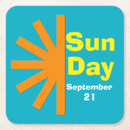 Zondag voor zonne-energie vierkante kartonnen onderzetter