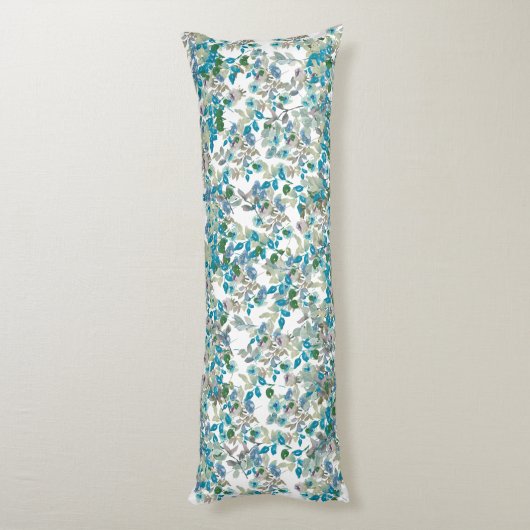 Zonder deze nestbare Blauwgroen Waterverf Floral R Lichaamskussen (Achterkant (Verticaal))