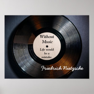 Zonder Muziek - Nietzsche citaat - kunstprint Poster