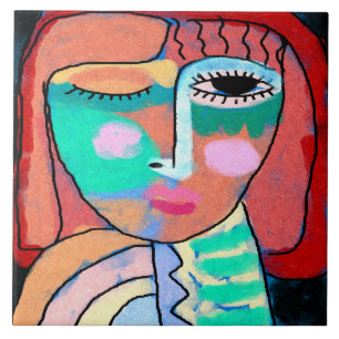 Zonder titel Abstract portret van een vrouw Tegeltje