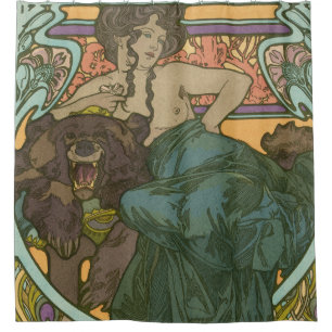 Zonder titel door Alphonse Mucha (1902) Douchegordijn