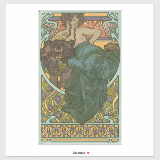 Zonder titel door Alphonse Mucha (1902) Sticker (Vel)