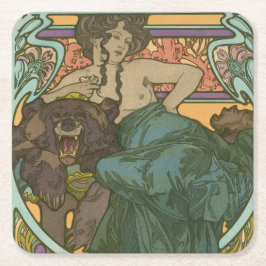 Zonder titel door Alphonse Mucha (1902) Vierkante Kartonnen Onderzetter