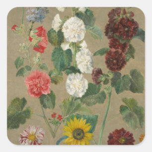 Zonder Titel (Flowers) (olie aan boord) Vierkante Sticker