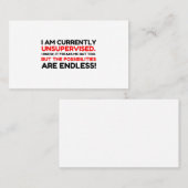 Zonder toezicht visitekaartje (Voorkant / Achterkant)