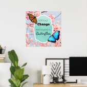 Zonder verandering Geen Butterflies Cherry Blossom Poster (Thuiskantoor)