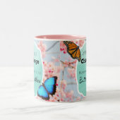 Zonder verandering Geen Butterflies Citaat Roze Aq Tweekleurige Koffiemok (Center)