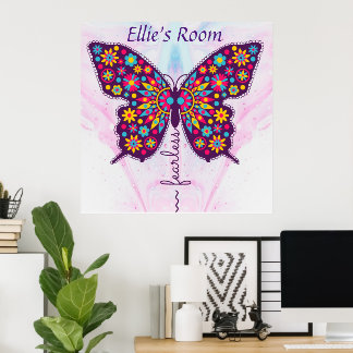 Zonder verdikkingen! Funky boho hippy butterfly Ed Poster