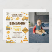 Zone de construction Anniversaire Invitation avec  (Devant / Derrière)