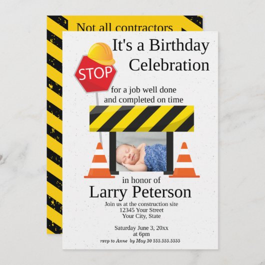 Zone de construction de l'entrepreneur Invitation  (Devant / Derrière)