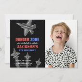 Zone de danger Avion de chasse Invitations d'anniv (Devant)