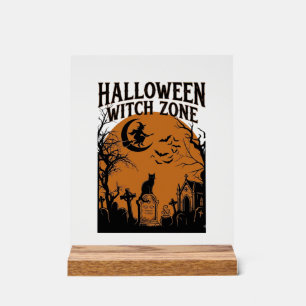 Zone de sorcière d'Halloween Cimetière de chat noi