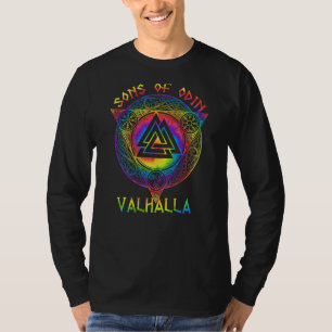 Zonen van Odin Valhalla Viking Valknut Terug Print T-shirt