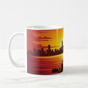 Zong van de zonsondergang, alleen, jongen, g koffiemok
