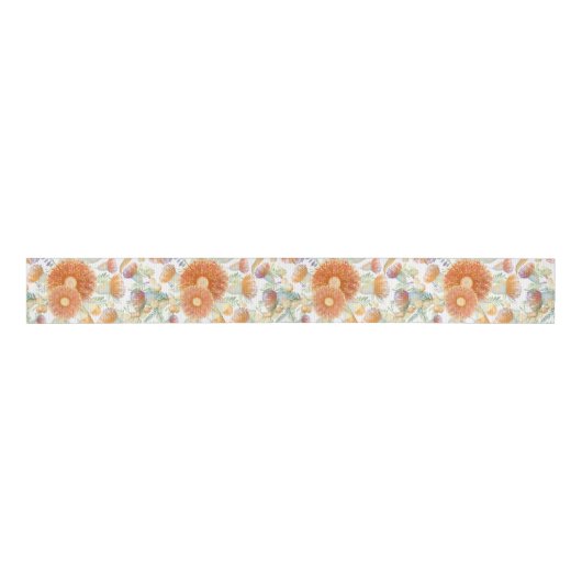 Zongebrande wateren en eucalyptus Blooms Grosgrain Lint (Voorkant)