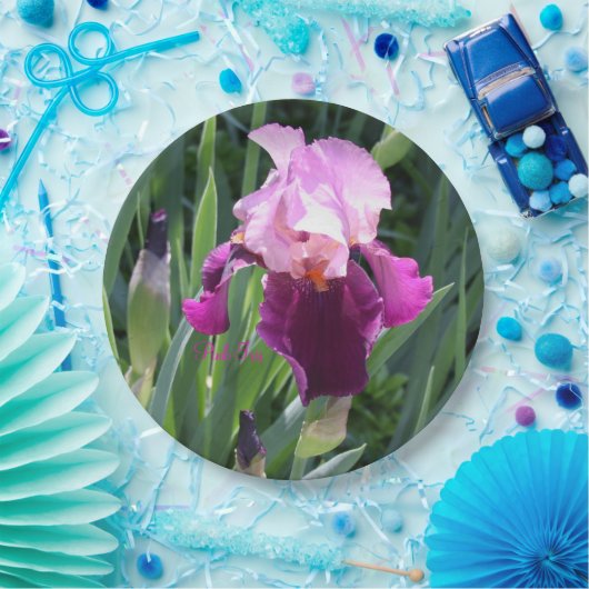 Zongekust roze magenta iris tuin papieren bordje (Feest)
