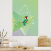 Zongvogel in Abstract groen Poster (Keuken)