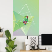 Zongvogel in Abstract groen Poster (Thuiskantoor)