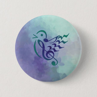 Zongvogel in een lichtkleurige knop ronde button 5,7 cm