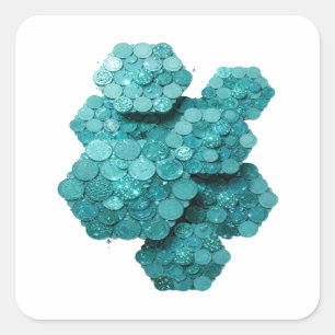 Zonietige Turquoise MUNTEN VAN DE WERELD Stickeron Vierkante Sticker