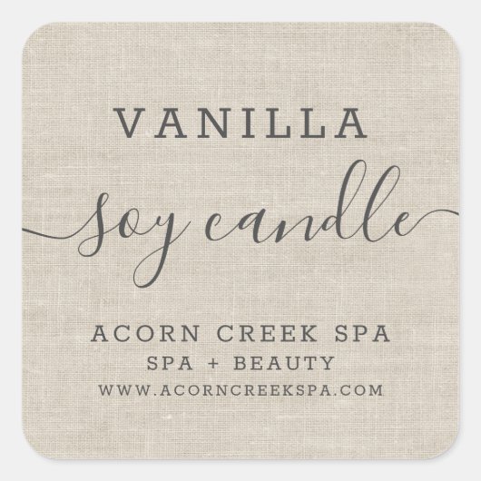 Zonkandetiket | Rustic Burlap Vierkante Sticker (Voorkant)