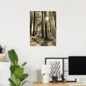 Zonlicht dat door het Poster Forest Trees komt (Thuiskantoor)