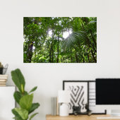 Zonlicht door regenwoud Kanopie Tropisch Groen Poster (Thuiskantoor)