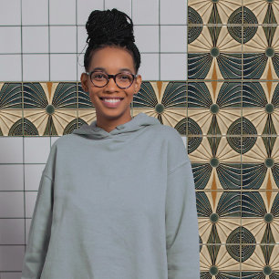 Zonne-cirkels Midden-eeuws symmetrie Art Deco Tegeltje