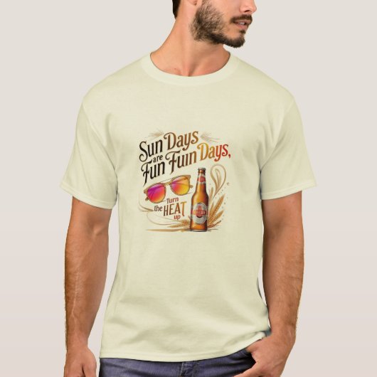 Zonne dagen + koud bier = pret op het vuur t-shirt (Voorkant)