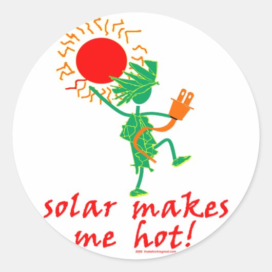 Zonne-energie maakt me heet! ronde sticker (Voorkant)
