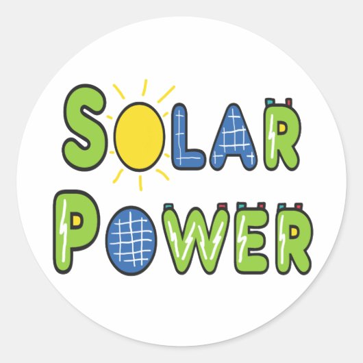 Zonne-energie Ronde Sticker (Voorkant)