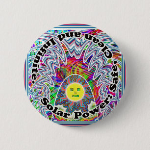 Zonne-energie: Veilig, schoon en oneindig. Knoop Ronde Button 5,7 Cm