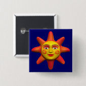 Zonne gezicht vierkante button 5,1 cm (Voorkant /achterkant)