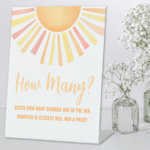 Zonne Guess Hoeveel Zonne Baby Shower Spel Reclamebord Met Voetstuk